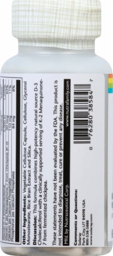 Solaray Vitamin D3+K2 Soy-Free VegCaps 5000 IU Perspective: left