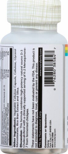 Solaray Vitamin D3+K2 Soy-Free VegCaps 5000 IU Perspective: left