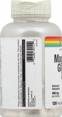 Solaray Magnesium Glycinate VegCaps 400mg Perspective: left