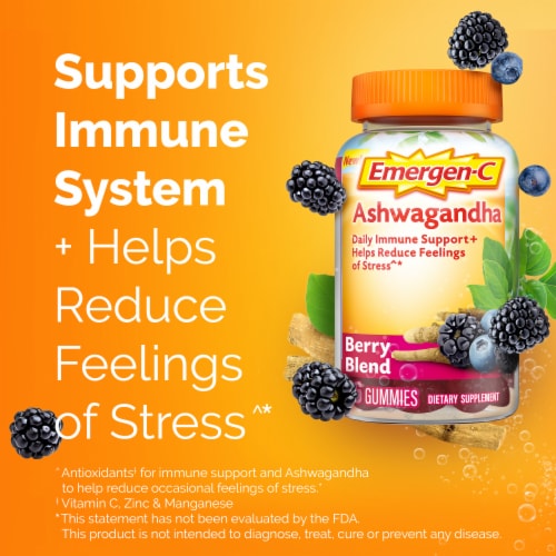 Emergen-C Vitamin C and Ashwagandha Gummies Perspective: left