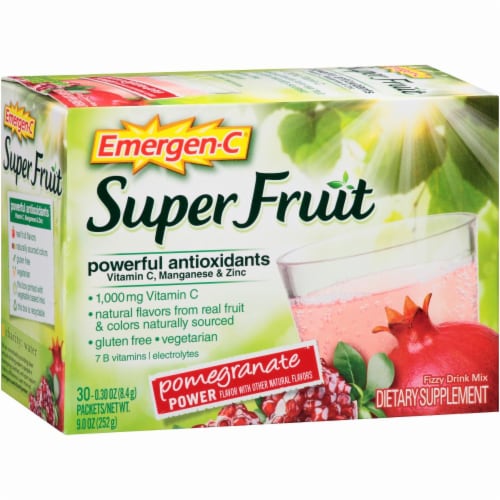 Emergen-C Super Fruit Pomegranate Power 30 Count Perspective: left