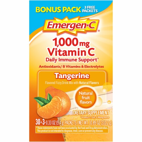 Emergen-C Tangerine Dietary Supplement Drink Mix Packets 1000mg Perspective: left