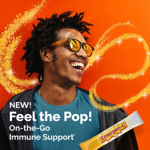 Emergen-C Orange On the Go Immune Support Supplement Vitality Crystals Perspective: left