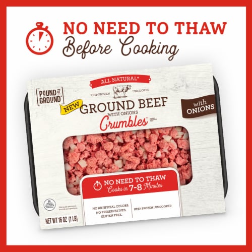 Pound of Ground® Crumbles® Frozen Ground Beef with Onions Perspective: left