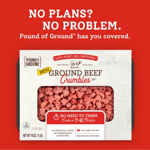 Pound of Ground® Crumbles® 80%/20% Ground Beef Perspective: left