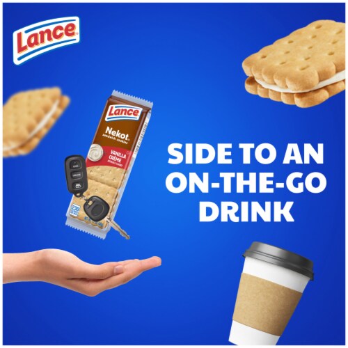 Lance Sandwich Cookies Nekot Vanilla Creme 8 Individually Wrapped Packs Perspective: left