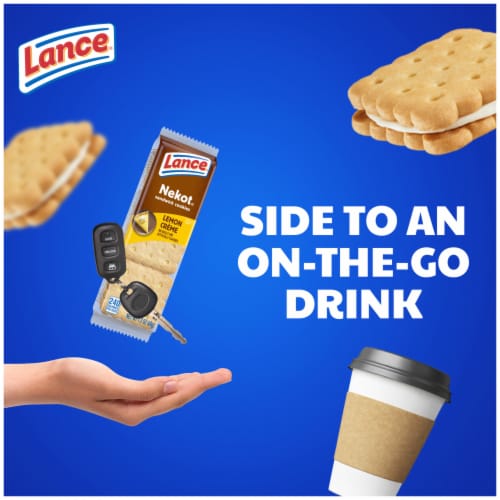 Lance Sandwich Cookies Nekot Lemon Creme 10 Individually Wrapped Packs Perspective: left