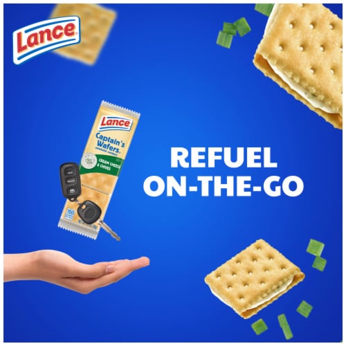 Lance Sandwich Crackers Captain's Wafers Cream Cheese And Chives 10 Packs Perspective: left