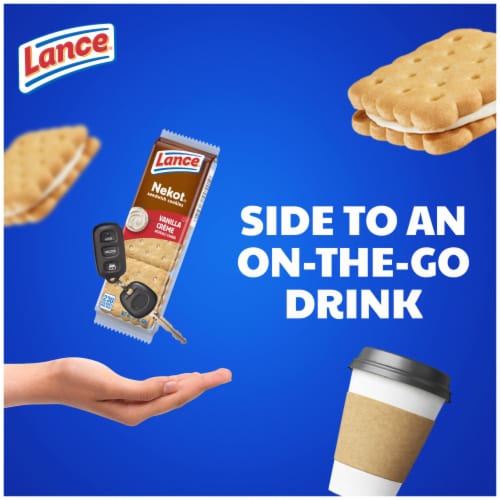 Lance Sandwich Cookies Nekot Vanilla Creme 10 Individually Wrapped Packs Perspective: left