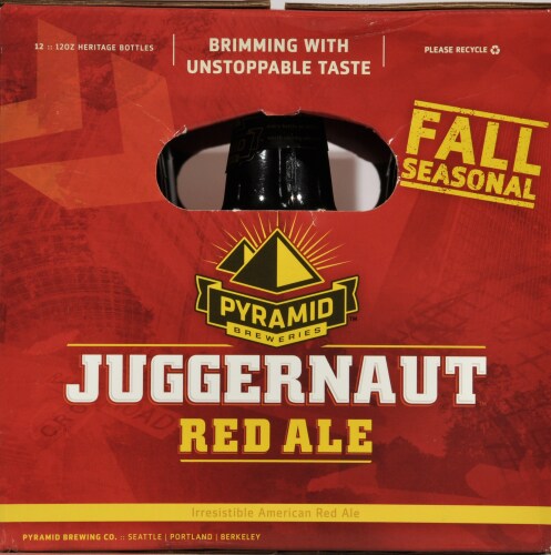 Pyramid Fall Seasonal Beer Juggernaut Red Ale Perspective: left