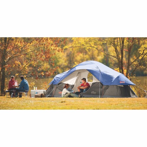 Coleman Red Canyon 8 Person 17 x 10 Foot Outdoor Large Family Camping Tent, Blue Perspective: left