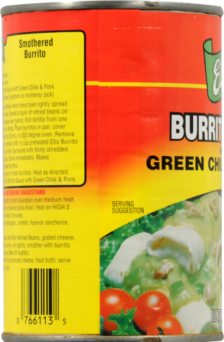Ellis Burrito Sauce with Green Chile and Pork Perspective: left
