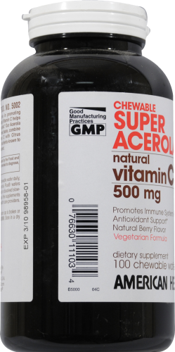 American Health Super Acerola Plus Chewable Wafers Perspective: left