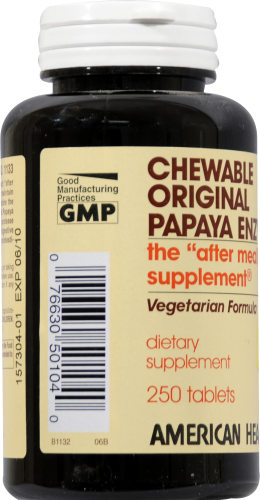 American Health Papaya Enzyme Chewable Tablets Perspective: left