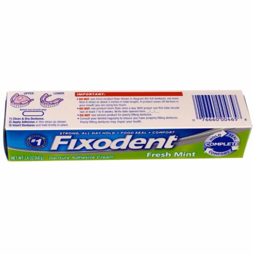 Fixodent Fresh Mint Denture Adhesive Cream Perspective: left