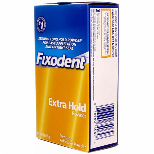 Fixodent Denture Adhesive Powder Extra Hold Perspective: left
