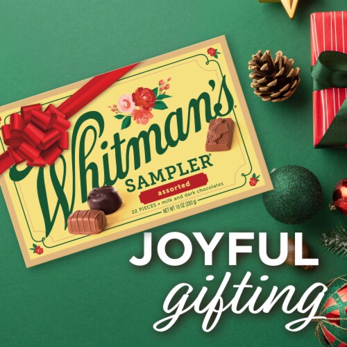 WHITMAN'S SAMPLER Christmas Assorted Milk & Dark Chocolate Sampler Gift Box Perspective: left