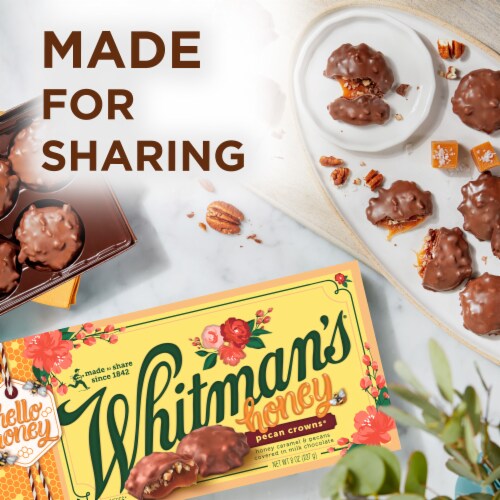 WHITMAN'S Honey Pecan Crowns Chocolate Candy Gift Box Perspective: left