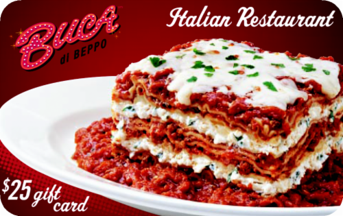 Buca Di Beppo $25 Gift Card Perspective: left