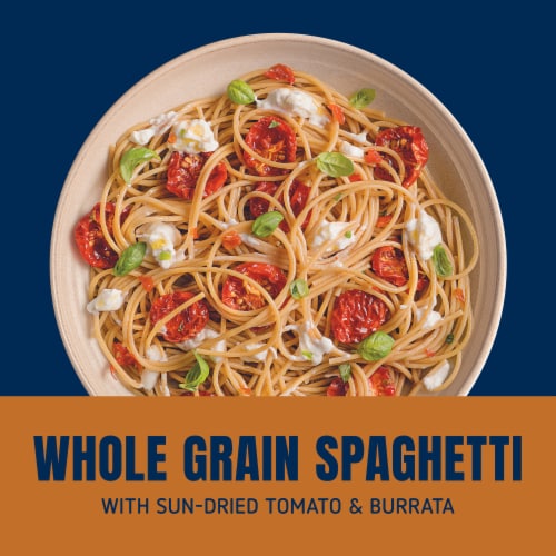 Barilla Whole Grain Spaghetti Non-GMO and Kosher Pasta Made With Whole Wheat Perspective: left