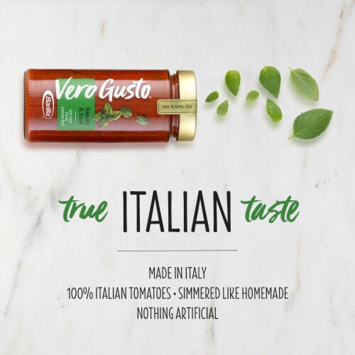 Vero Gusto Tomato & Basil Gluten Free Non-GMO & Kosher Pasta Sauce Perspective: left