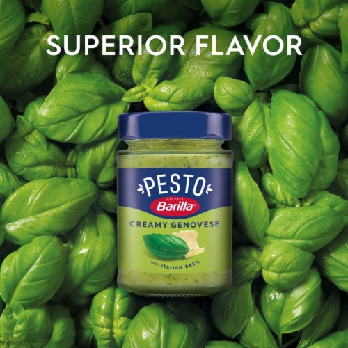Barilla Creamy Genovese Pesto with Italian Basil Pasta Sauce and Spread Perspective: left