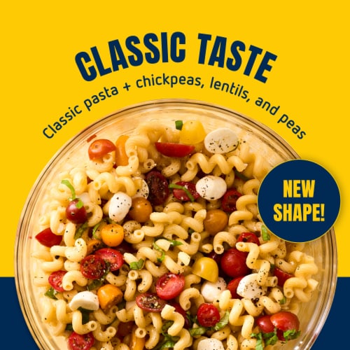 Barilla Protein+ (Plus) Cellentani Pasta Non-GMO and Kosher Certified Plant Based Protein Pasta Perspective: left