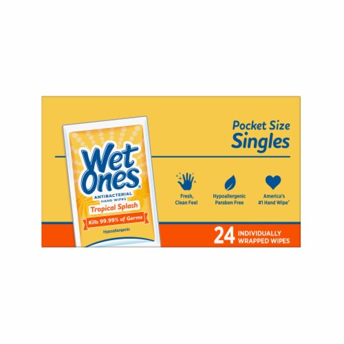 Wet Ones Tropical Splash Scent Antibacterial Wipes Perspective: left