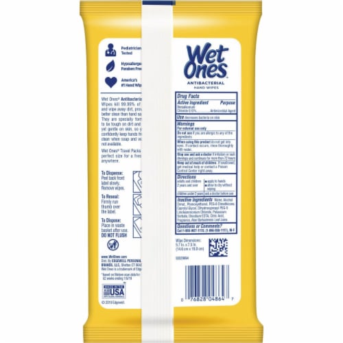 Wet Ones Citrus Tropical Splash Antibacterial Hand Wipes Perspective: left