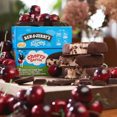 Ben & Jerry’s® Cherry Garcia Pint Slices Cherry Ice Cream Bars Perspective: left