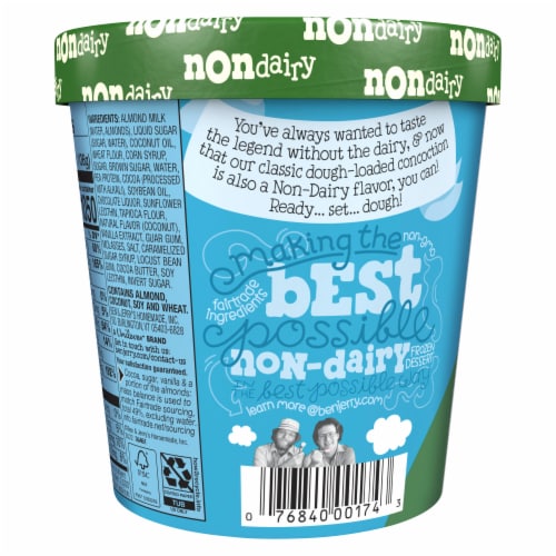 Ben & Jerry's Dairy Free Chocolate Chip Cookie Dough Almond Milk Vegan Frozen Dessert Perspective: left