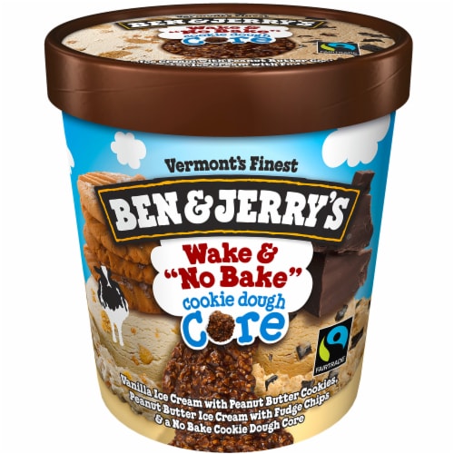 Ben & Jerry's Wake & No Bake Cookie Dough Core Ice Cream Perspective: left
