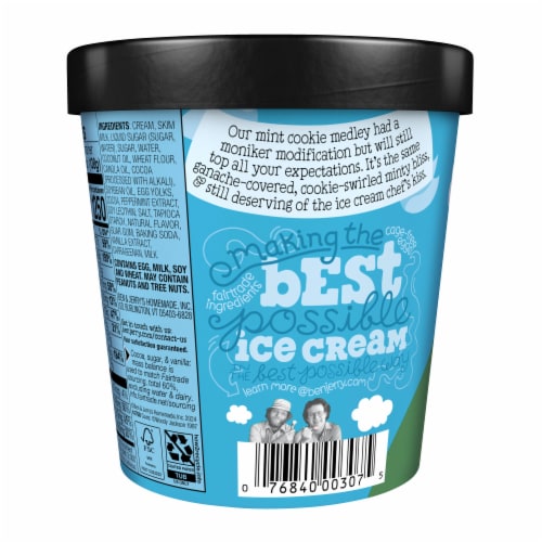Ben & Jerry's Topped Thick Mint with Chocolate Cookies and Mint Chocolate Cookie Dough Ice Cream Perspective: left