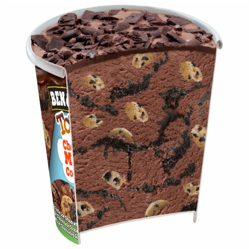 Ben & Jerry's Topped Chocolate Milk & Cookies Ice Cream Pint Perspective: left