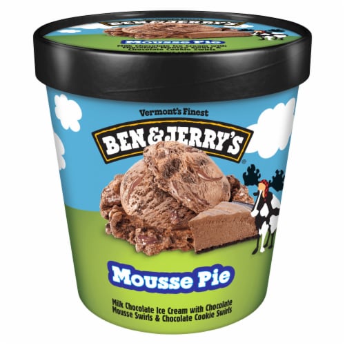 Ben & Jerry's Mousse Pie Chocolate Ice Cream Pint Perspective: left