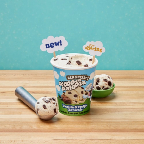 Ben & Jerry's Scoop-A-Palooza Vanilla & Fudge Brownie Ice Cream Perspective: left