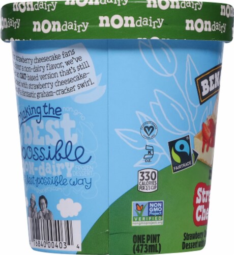 Ben & Jerry's® Dairy Free Strawberry Cheezecake Ice Cream Pint Perspective: left