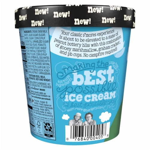 Ben & Jerry's PB S'more Marshmallow Ice Cream Pint Perspective: left
