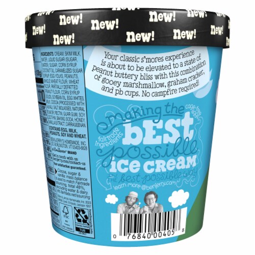 Ben & Jerry's PB S'more Marshmallow Ice Cream Pint Perspective: left