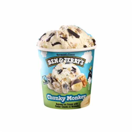 Ben & Jerry's Chunky Monkey® with Fudge and Walnuts and Banana Ice Cream Pint Perspective: left