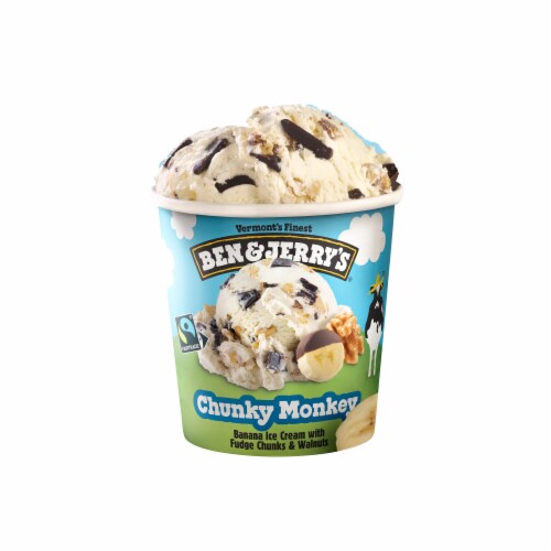 Ben & Jerry's Chunky Monkey® with Fudge and Walnuts and Banana Ice Cream Pint Perspective: left