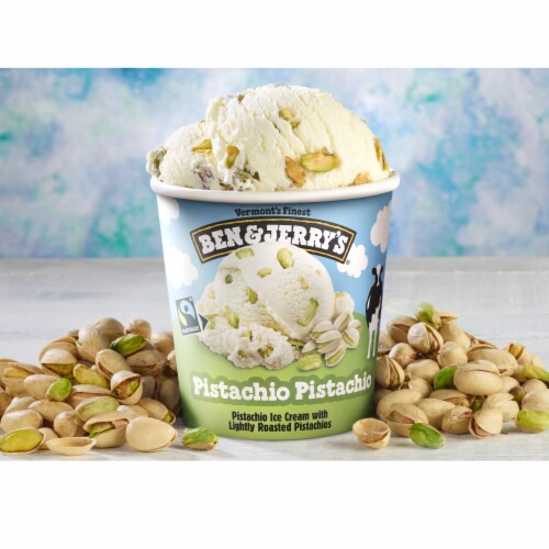 Ben & Jerry's Pistachio with Lightly Roasted Pistachios Ice Cream Pint Perspective: left