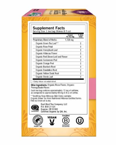 Yogi Soothing Rose Hibiscus Skin DeTox Tea Bags Perspective: left