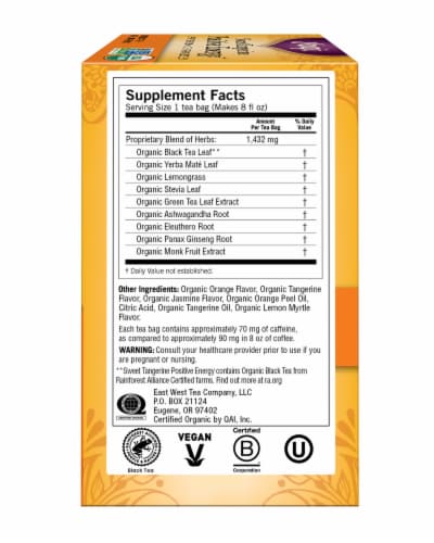 Yogi Sweet Tangerine Positive Energy Tea Bags Perspective: left