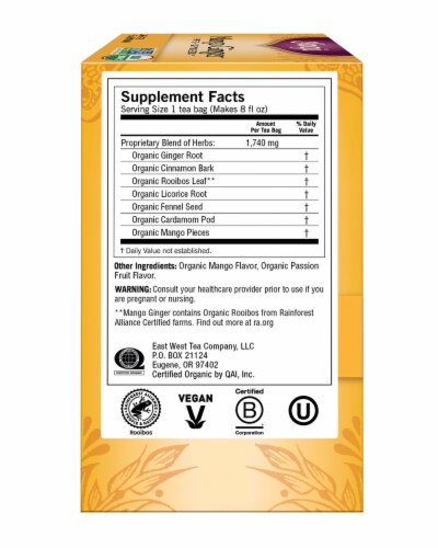 Yogi Mango Ginger Organic Herbal Tea Bags Perspective: left