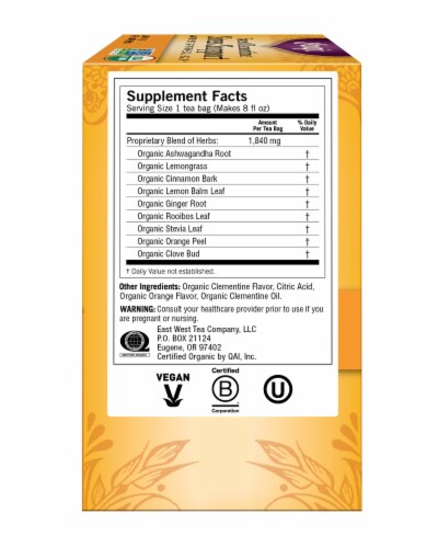 Yogi Sweet Clementine Stress Support Caffeine Free Tea Bags Perspective: left