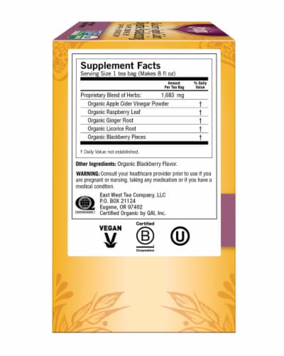 Yogi Blackberry Apple Cider Digestive Awakening Tea Bags Perspective: left