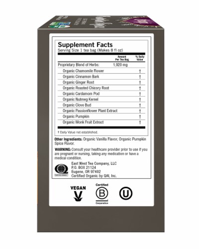 Yogi Pumpkin Spice Organic Herbal Tea Bags Perspective: left