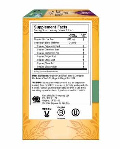 Yogi Egyptian Licorice Mint Caffeine Free Tea Bags Perspective: left