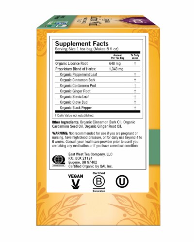 Yogi Egyptian Licorice Mint Caffeine Free Tea Bags Perspective: left